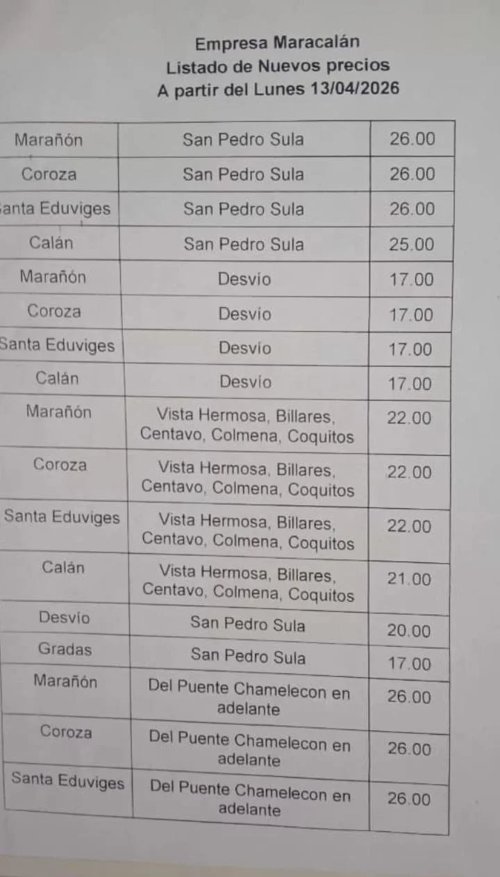 Empresa Maracalán anuncia nuevas tarifas de bus desde el 13 de abril